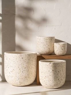 Inken Lightweight Shell Pot - Small -Homewares Shop inartisan inken lightweight shell finish curved pots 2 1