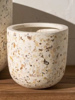 Inken Lightweight Shell Pot - Small -Homewares Shop inartisan inken lightweight shell finish curved pots 4 1