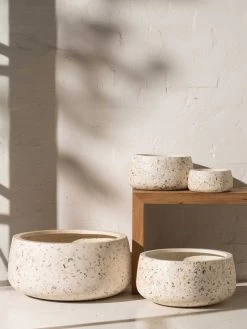 Shell Wide Planter - Medium -Homewares Shop inartisan koen lightweight shell finish open pots 2