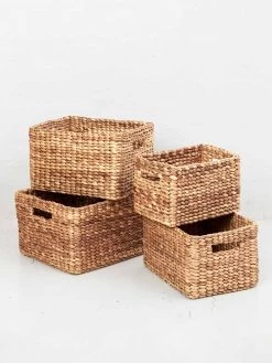 Waterhyacinth Rectangular Storage Basket - Small -Homewares Shop inartisan waterhyacinth rectangular storage baskets 2 3