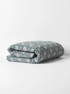 Jaipur Coverlet - Mineral & Indian Teal -Homewares Shop jaipur bedcover indian teal folded 1