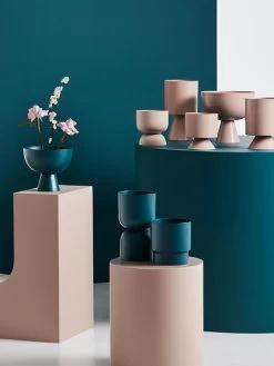 Dusty Rose Vera Vase Small -Homewares Shop lightly planters vessels teal dusty rose