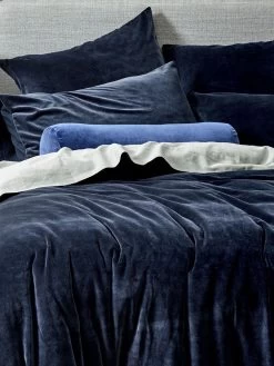 Luxury Velvet Quilt Cover - Slate -Homewares Shop luxury velvet bed linen slate detail 1