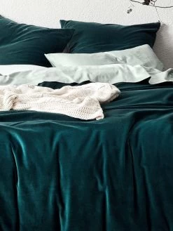 Luxury Velvet Quilt Cover - Indian Teal -Homewares Shop luxury velvet bedlinen indian teal detail 5