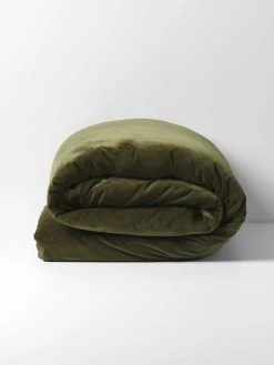 Luxury Velvet Quilt Cover - Caper -Homewares Shop luxury velvet quilt cover caper 2