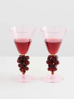 Bordeaux Wine Glass Set - Pink -Homewares Shop maison balzac bordeaux wine glasses pink amber 3