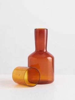 Carafe & Glass - Amber -Homewares Shop maison balzac carafe glass amber 3 2021