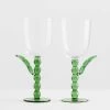 Palmier Wine Glass Set In Green By Catherine Martin