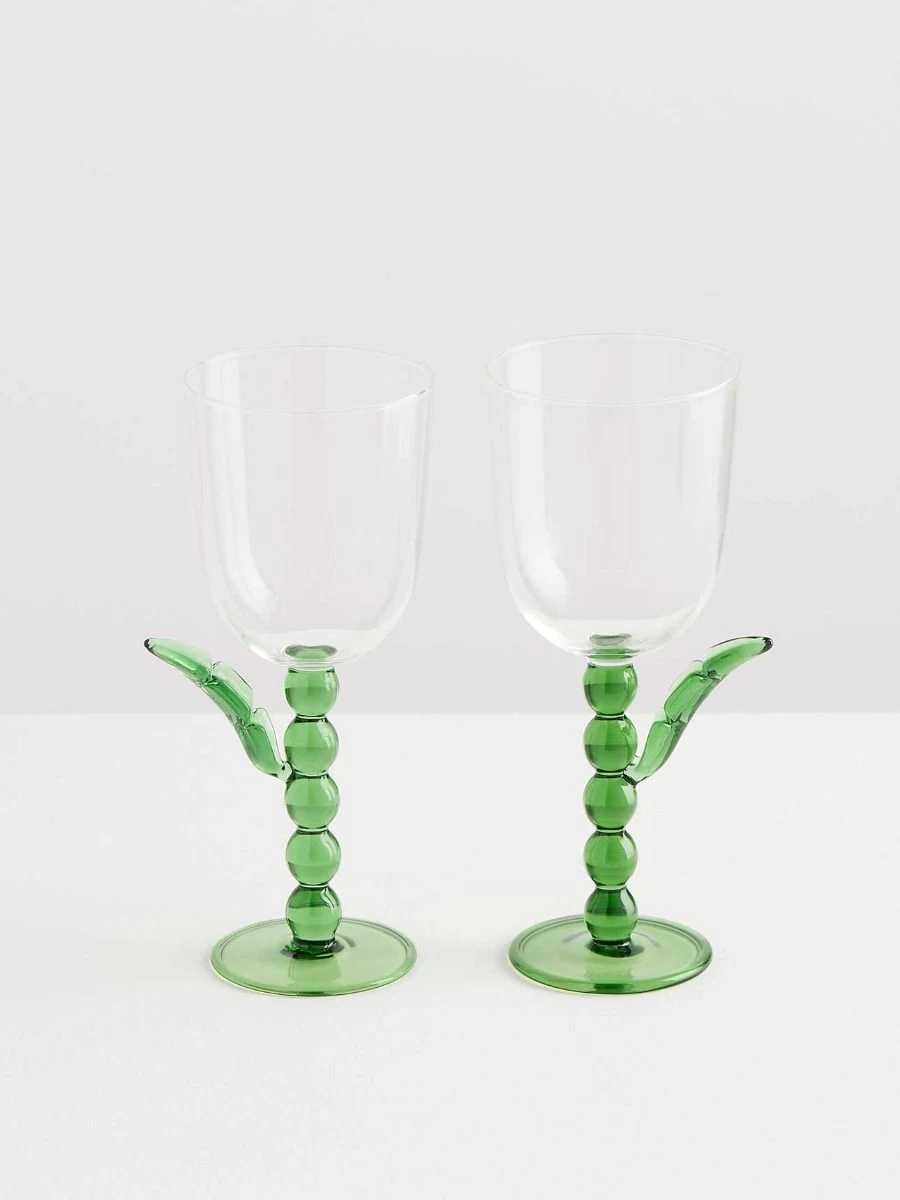 Palmier Wine Glass Set In Green By Catherine Martin 4 Palmier Wine Glass Set In Green By Catherine Martin - Image 2