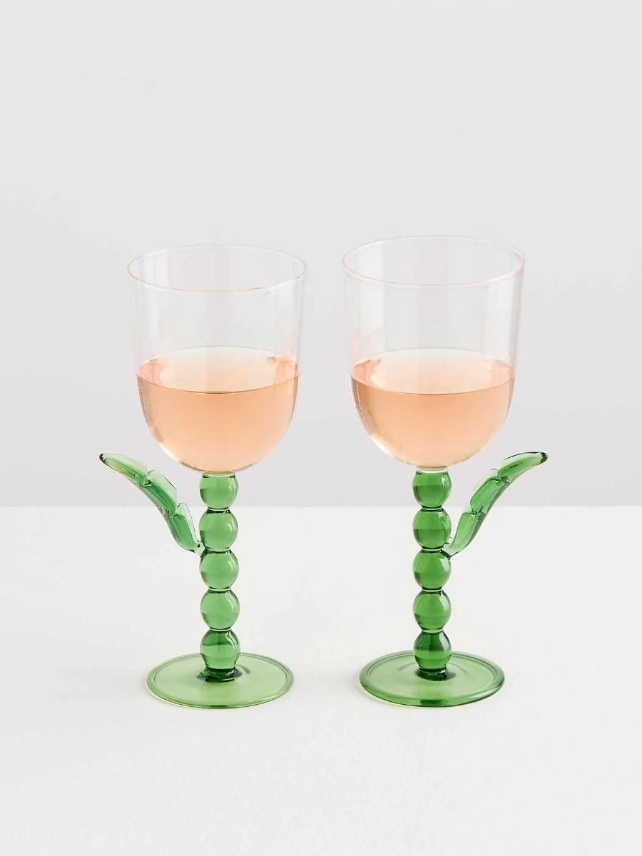 Palmier Wine Glass Set In Green By Catherine Martin 5 Palmier Wine Glass Set In Green By Catherine Martin - Image 3