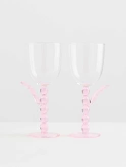 Palmier Wine Glass Set In Pink By Catherine Martin