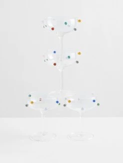 Pomponette Coupe Set - Clear -Homewares Shop maison balzac champagne coupes clear 3