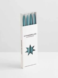 Chandelles 4Pk Tapered Candles - Teal