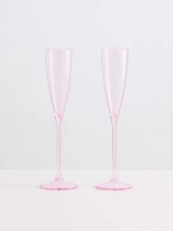 Champagne Flutes Set Of 2 - Pink