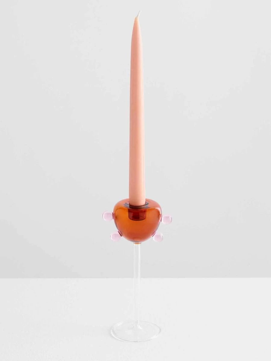 Grand Pompom Candleholder - Amber 3 Grand Pompom Candleholder - Amber