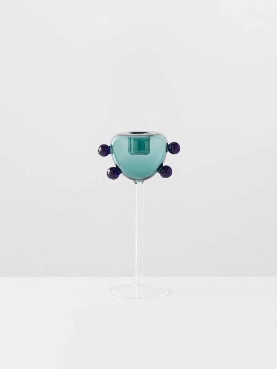 Grand Pompom Candleholder - Teal - Image 4