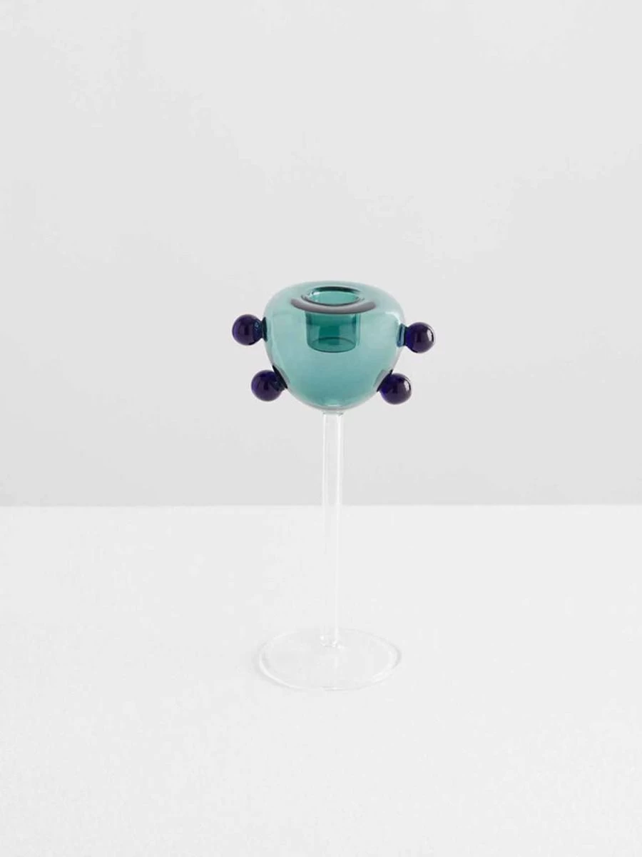 Grand Pompom Candleholder - Teal - Image 2