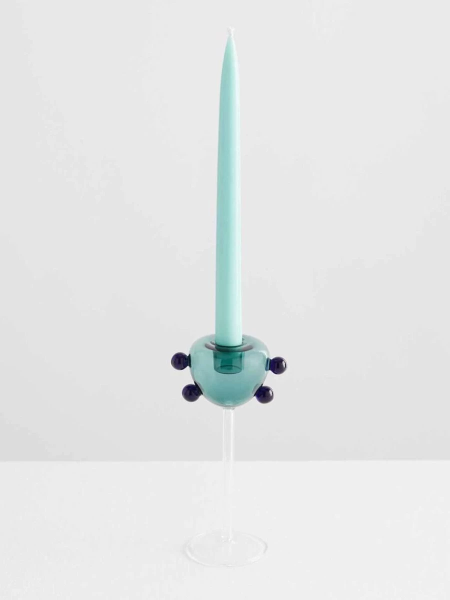Grand Pompom Candleholder - Teal
