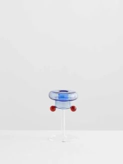 Petit Pompom Candleholder - Azure -Homewares Shop maison balzac petit pompom candle holder clear with azure amber 1