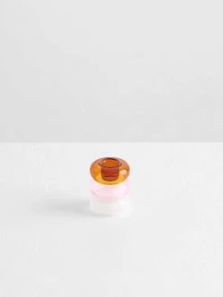Petite Pauline - Amber -Homewares Shop maison balzac petite pauline candle holder amber pink white 2