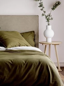 Maison Vintage Standard Pillowcase - Khaki 8 Maison Vintage Standard Pillowcase - Khaki -Homewares Shop maison vintage bedlinen khaki close 2