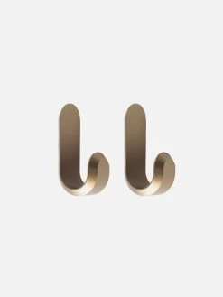Normann Copenhagen Curve Mini Hook Set Of 2- Matt Gold