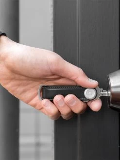 Leather Key Organiser - Charcoal Grey -Homewares Shop orbitkey leather charcoal grey stitching 5