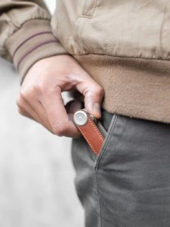 Leather Key Organiser - Cognac -Homewares Shop orbitkey leather cognac tan stitching 5