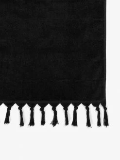 Paros Bath Sheet - Black -Homewares Shop paros hand towel black 2 detail 2