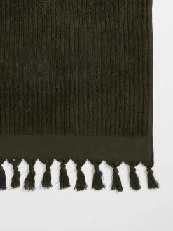 Paros Rib Hand Towel - Olive Night 10 Paros Rib Hand Towel - Olive Night -Homewares Shop paros rib bath towel olive night 2 detail 1