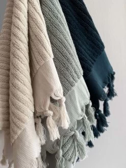 Paros Rib Bath Sheet - Sage -Homewares Shop paros rib bath towels detail 11 1
