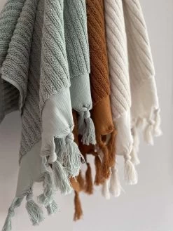Paros Rib Bath Sheet - Sage -Homewares Shop paros rib bath towels detail 3