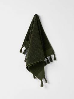 Paros Rib Hand Towel - Olive Night