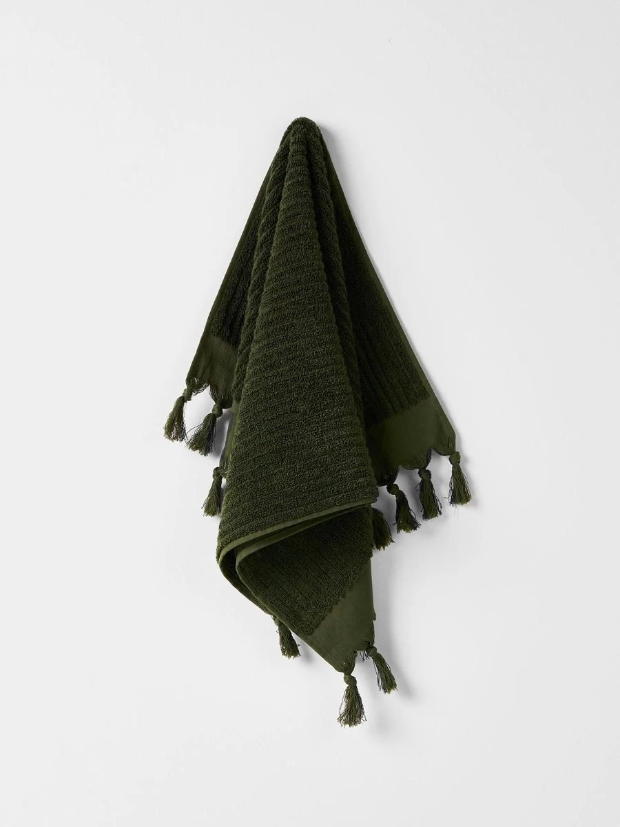 Paros Rib Hand Towel - Olive Night 3 Paros Rib Hand Towel - Olive Night