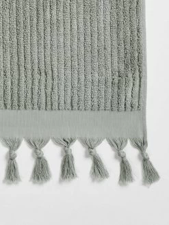 Paros Rib Bath Towel - Sage -Homewares Shop paros rib hand towel sage 2 detail 1 1