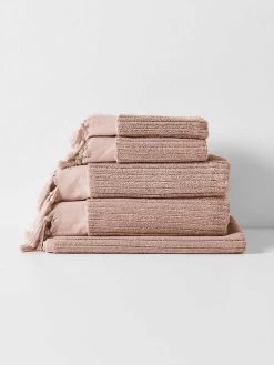 Paros Rib Bath Towel Set - Shell