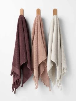 Paros Rib Bath Sheet - Syrah -Homewares Shop paros rib towels syrah clay sand 2