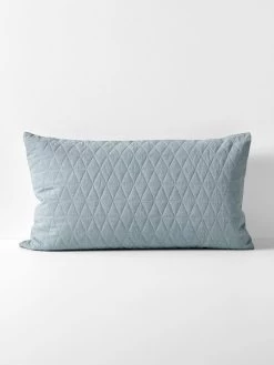Chambray Quilted Standard Pillowcase - Bluestone