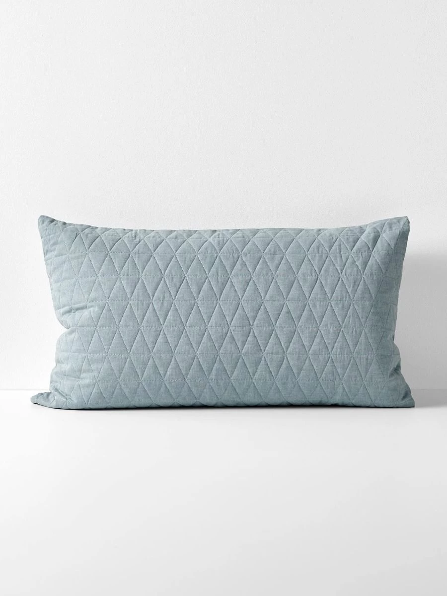 Chambray Quilted Standard Pillowcase - Bluestone 3 Chambray Quilted Standard Pillowcase - Bluestone