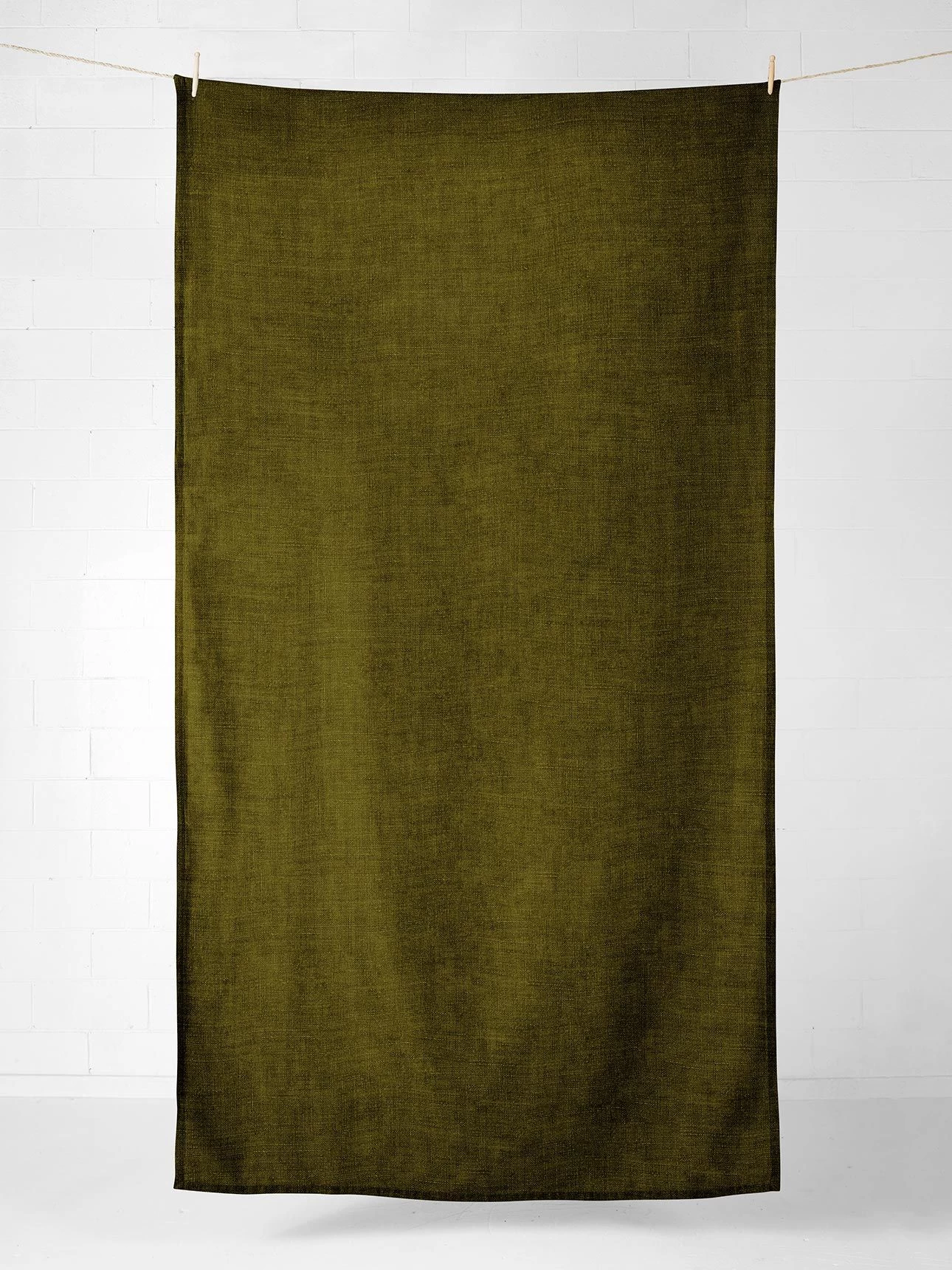 Vintage Linen Tablecloth - Khaki 4 Vintage Linen Tablecloth - Khaki - Image 2