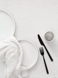 Vintage Linen Tablecloth - Marshmallow -Homewares Shop vintage linen fringe tablelinen marshmallow