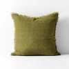 Vintage Linen Fringe Cushion - Olive -Homewares Shop vintage linen cushion olive