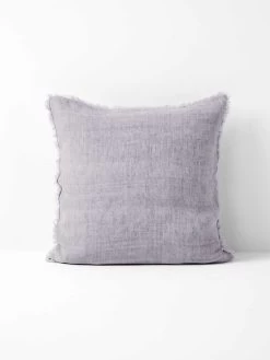 Vintage Linen Fringe Cushion - Lavender