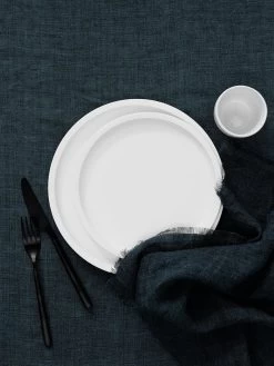 Vintage Linen Tablecloth - Slate -Homewares Shop vintage linen fringe tablelinen slate