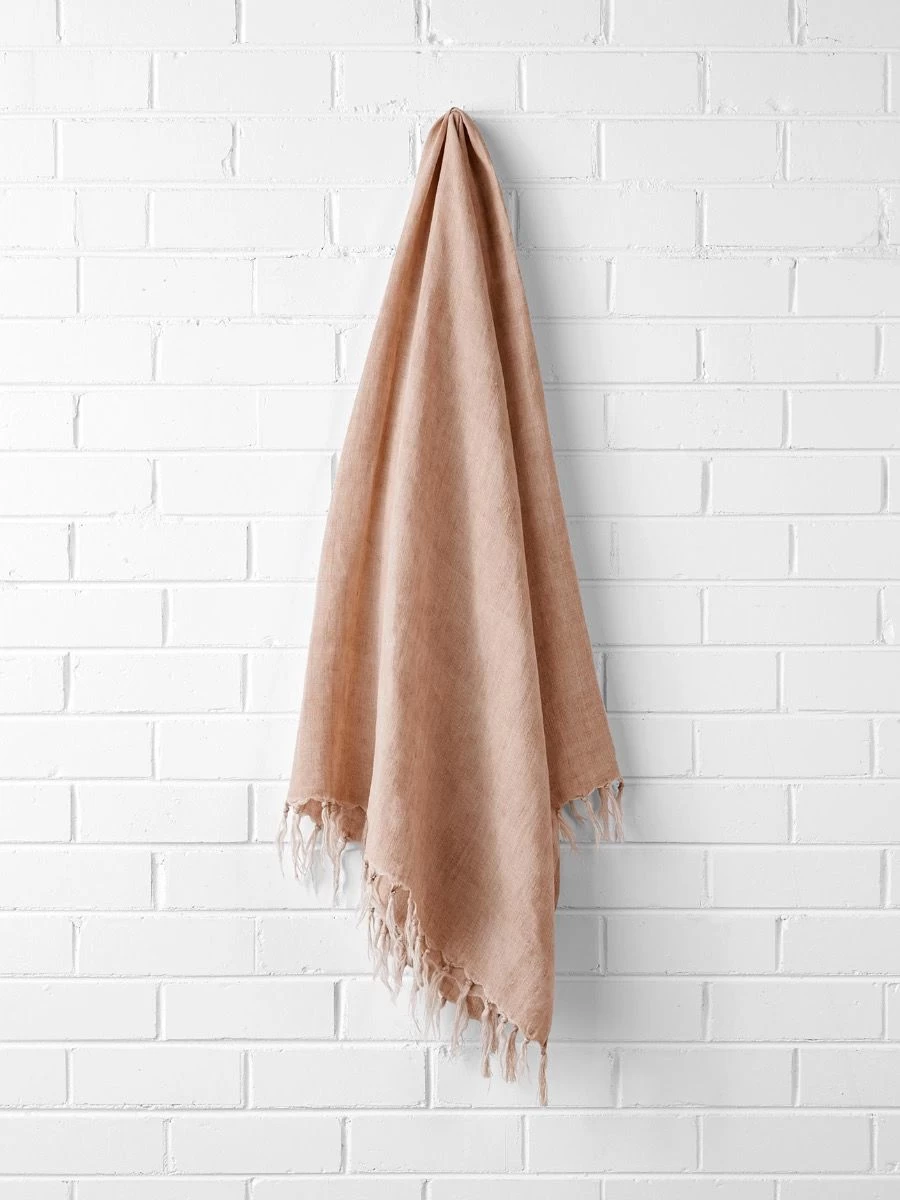 Vintage Linen Fringe Throw - Clay - Image 3