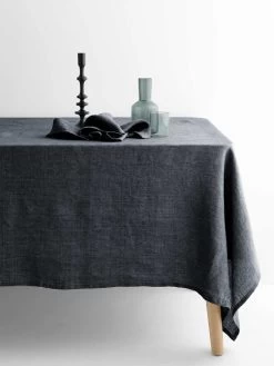 Vintage Linen Tablecloth - Charcoal