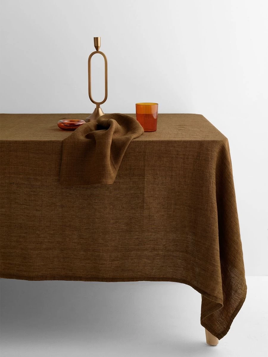 Vintage Linen Tablecloth - Tobacco