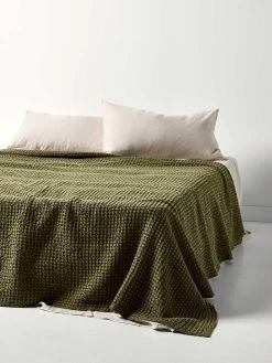 Waffle Bed Cover - Caper