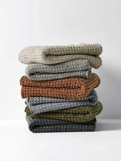 Waffle Throw - Caper 8 Waffle Throw - Caper -Homewares Shop waffle bed cover stack 1 7
