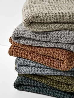 Waffle Bed Cover - Greystone -Homewares Shop waffle bed cover stack 2 2